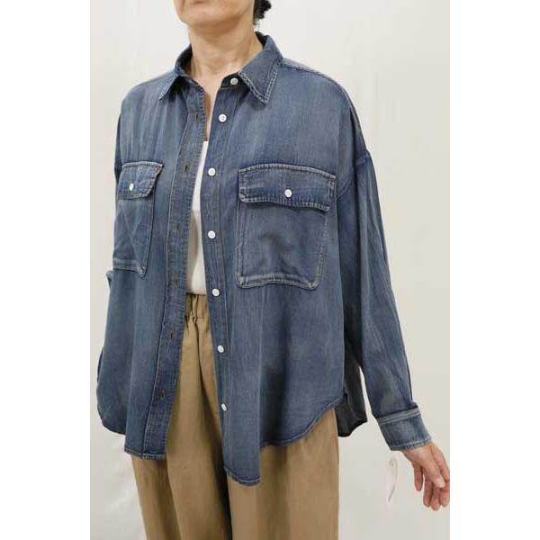 春夏値下げ【カーサムージック/年間物/933101/30%OFF】綿シフォンデニムリラックスシャツジ...
