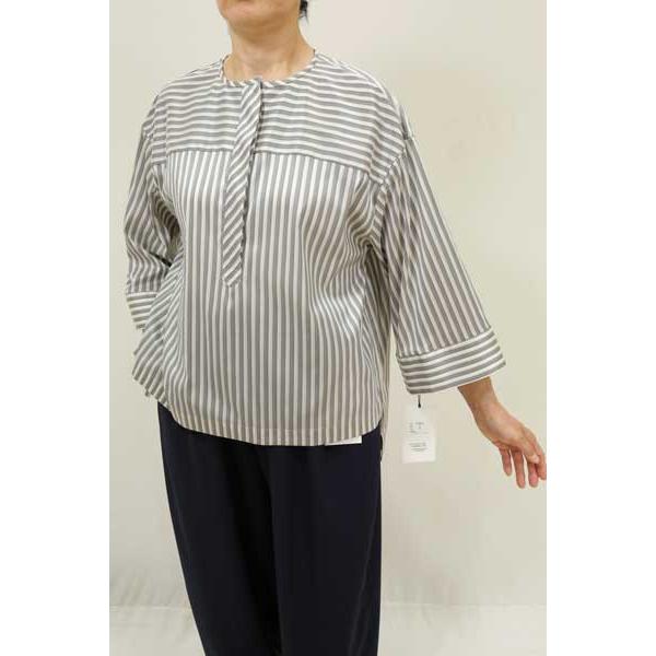 秋冬値下げ【イリゼ/年間物/T8001/30%OFF】イタリア製ポリストレッチストライプ比翼ヘンリー...