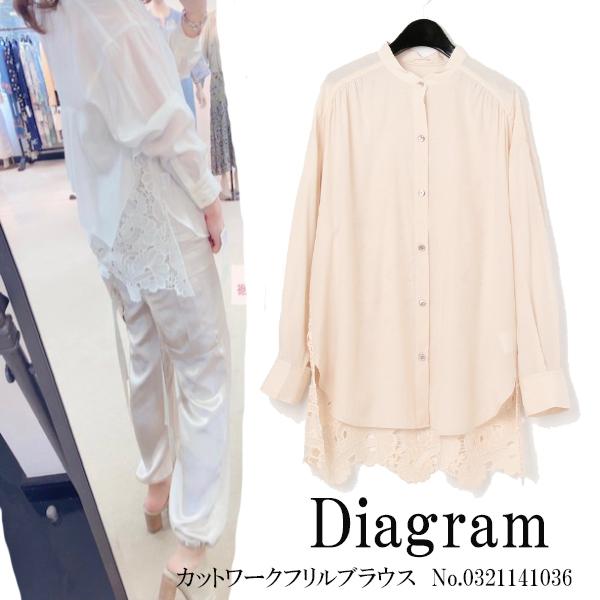 期間限定10％OFF　0321141036 Digram カットワークフリルブラウス グレースコンチ...