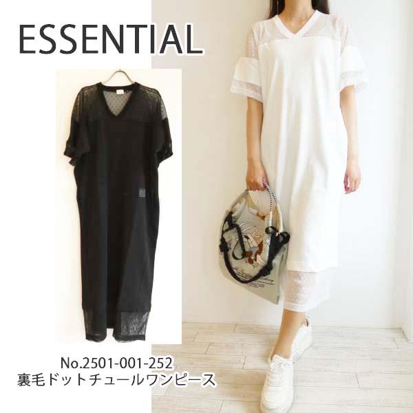 【50％OFF半額セール】2501001252, 裏毛ドットチュールワンピース,ESSENTIAL ...