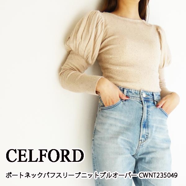 セール SALE,CWNT235049,ボートネックパフスリーブニットプルオーバー CELFORD,...