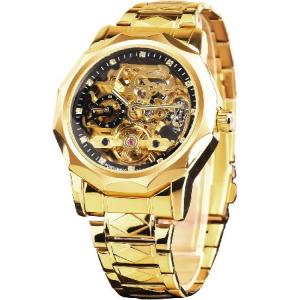 FORSINING Men&apos;s Luxury Gold Hollow Skeleton Tourbi...