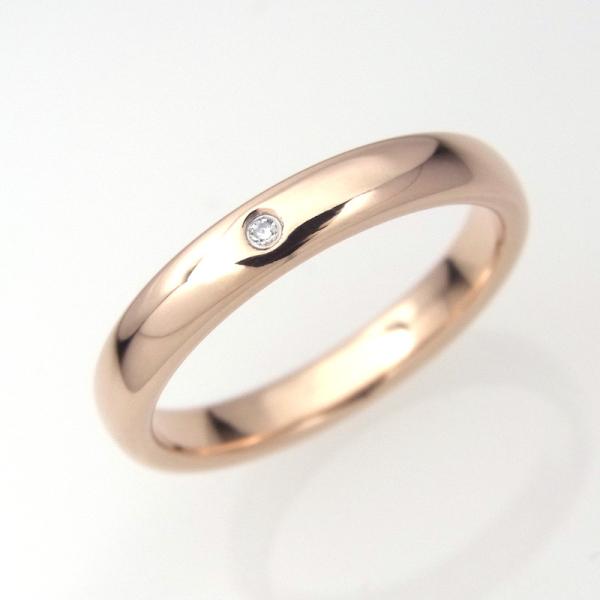 タングステン 甲丸リング 3mm幅 キュービックジルコニア入り ピンクゴールド 名前 記念日 メッセ...