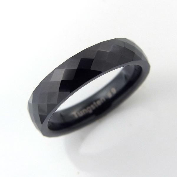 タングステン ミラーカットリング 4mm幅 ブラック 名前 記念日 メッセージ 刻印可能