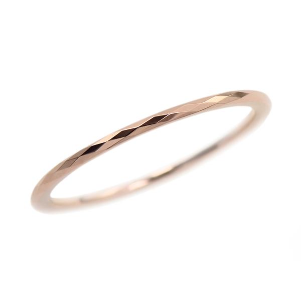 タングステン ミラーカットリング 1mm幅 ピンクゴールド 名前 記念日 メッセージ 刻印可能