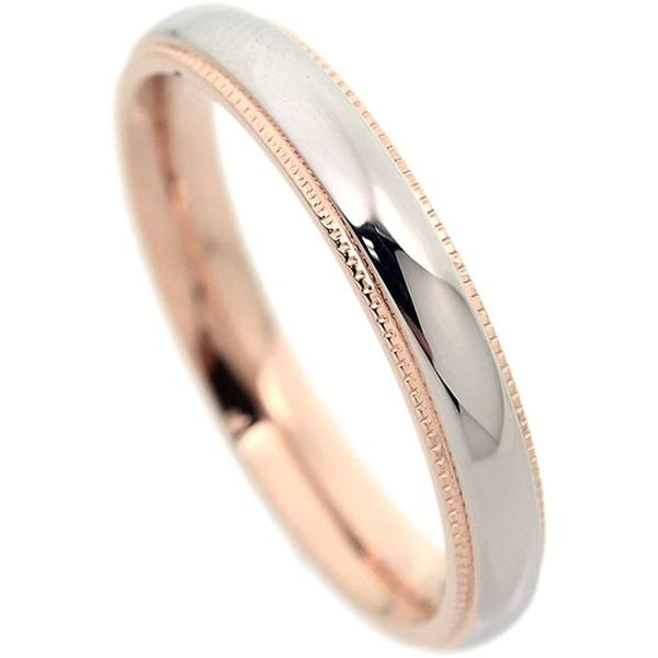 ステンレス ミル打ちデザインリング 3mm幅 ピンクゴールド 名前 記念日 メ ッセージ 刻印可能