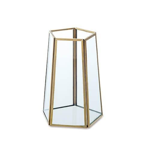 花瓶 フラワーベース フレームフラワーベース ソリッド ガラス ブラス 五角型 ゴールド ソリッド ...