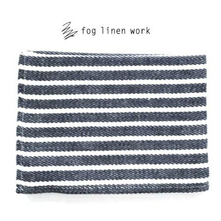 fog linen work フォグリネンワーク リネンキッチンクロス 厚地 ホワイトネイビーストラ...