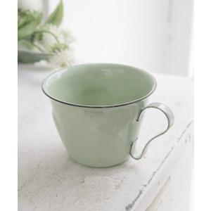 アンティーク風 エナメルスモールカップポット マグカップ ホワイト