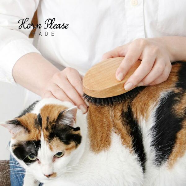 猫 ブラシ キャットブラシ (猫ブラシ) ペットブラシ オークウッド 獣毛ブラシ ＢＯＡＲ Horn...
