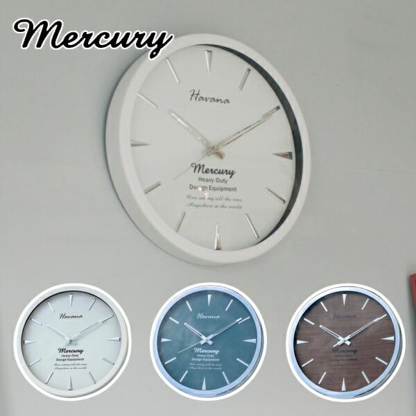 ウォールクロック HAVANA マーキュリー MERCURY ホワイト ブルーグレー ウッド ラウン...