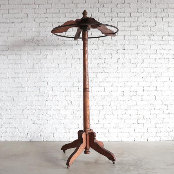 ハンガーラック アンティーク インダストリアル ヴィンテージ 洋服ラック オーク材 木製 キャスター...