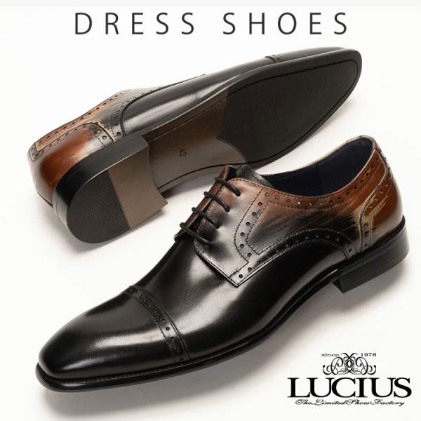 ビジネスシューズ 本革 メンズ ドレスシューズ 革靴 靴 紳士靴 ブランド LUCIUS ストレート...