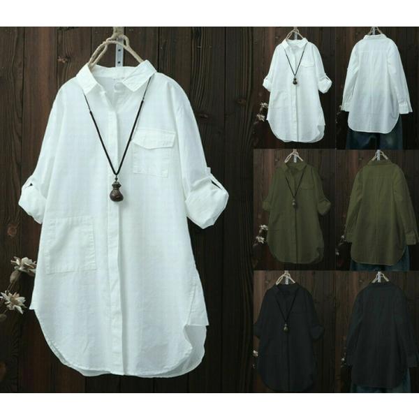 3カラー 薄手 ロングブラウス M L XL ブラック レディース おしゃれ 送料無料 しなやか フ...