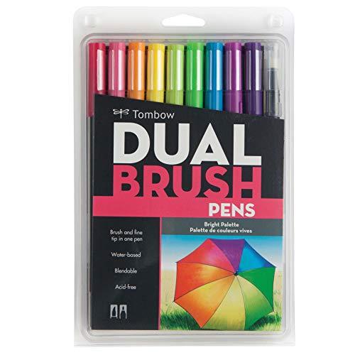 トンボ鉛筆 筆ペン デュアルブラッシュペン ABT 10色セット ブライト AB-T10CBR