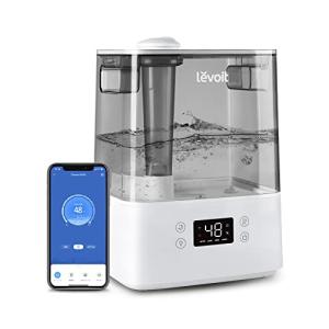 Levoit 加湿器 大容量 6L 超音波式 卓上 26db スマホ操作 自動湿度調整 アロマ LEDライト お手入れ簡単 上から給水 6-25