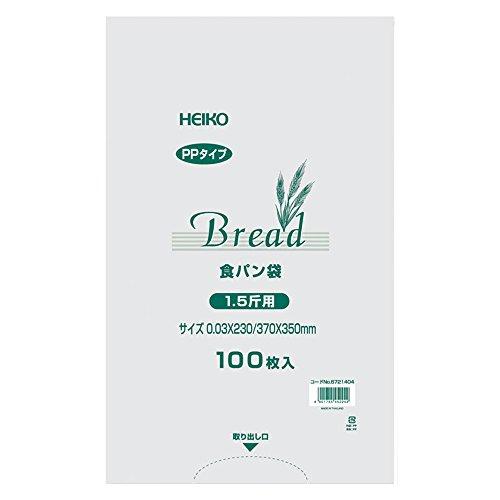 シモジマ ヘイコー PP食パン袋 1.5斤用 100枚入り 006721404 透明 厚0.03×幅...