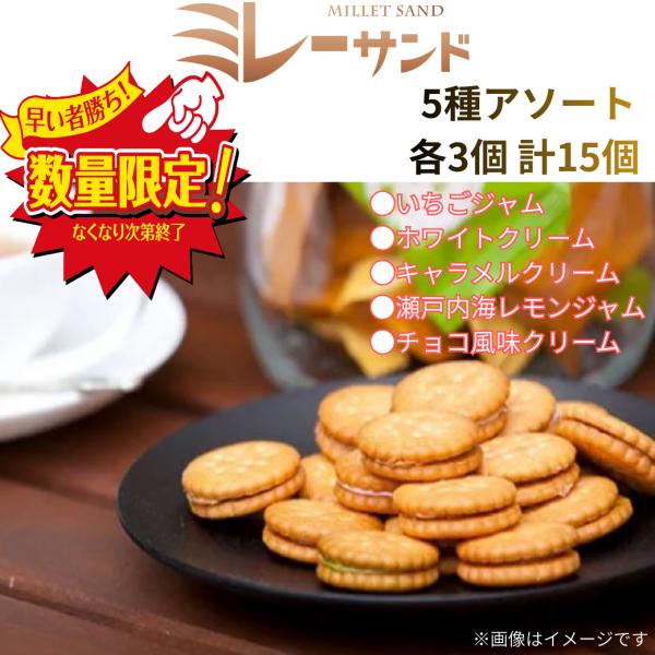 ミレーサンド ビスケット チョコクリーム アソート 5種 各3個 計15個 個包装 小分け ポイント...
