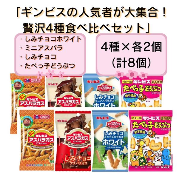ミニアスパラガス たべっ子どうぶつ ビスケット アソート ギンビス 4種各2個 合計8個 個包装 小...