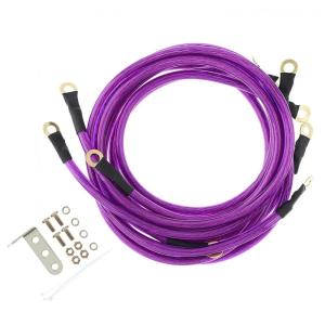 高品質 アーシング ケーブル 5本 セット ネジ アジャスター付き 汎用 充電効率 改善 燃料 節約