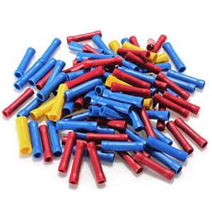 Yakamoz 100個 絶縁圧着端子セット スプライスキット 絶縁キャップセット 赤BV1.2550+黄BV5*10