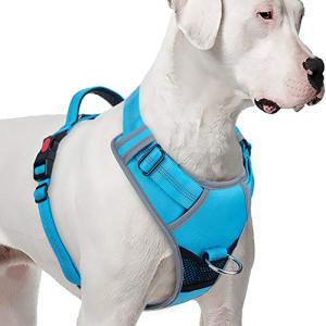 ThinkPet 犬用引っ張らないスポーツハーネス ハンドル付き 中型犬 大型犬に向け 調節可能 装着簡単 通気性 反射材料 背中と前のクリップが簡単