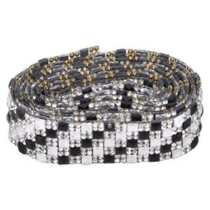 ラインストーンリボン チェーン リボン 1ヤード 多色 クリスタルガラスラインストーンチェーン ホットフィックスリボン ウェディングドレス服の装飾 (