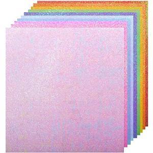 折り紙 LOORIPRO キラキラ おりがみ 25cm角 大きい折り紙 10色 50枚入 大判 パール折り紙 オーロラカラー 片面おりがみ 千羽鶴 ラ