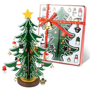 SENMAN 木製クリスマスツリー 卓上 木製 ウッドクリスマスツリー ミニツリー おしゃれ 北欧 小型 22cm ミニツリー DIY クリスマスプレ