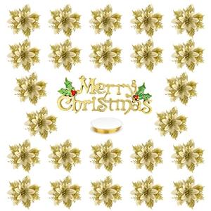 SENMAN クリスマスツリー飾り オーナメント 造花 ポインセチアオーナメント ベリー 実 キラキラ クリスマスリース クリスマス花輪 玄関 飾り