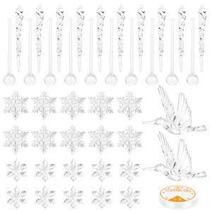 SENMAN クリスマス オーナメント つららペンダント 氷柱 クリスマスツリー 飾り 吊り上げ アクリル 雪の結晶 クリスマスデコレーション 冬限定