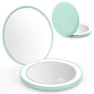 CALLC ミラー 鏡 10倍拡大鏡付 LEDライト付き 両面コンパクトミラー 折りたたみ式 明るさ調節可能 メイクミラー 携帯ミラー USB充電式