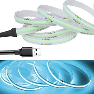 LEKE COB テープライトLEDストリップライトフレキシブル 高密度 LEDテープライト4m 320LEDs/m アイスブルーライト DC5V 1