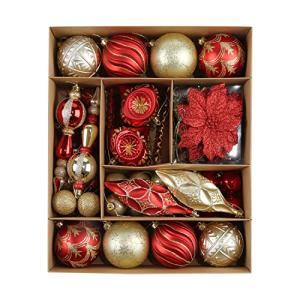 WBHome 70ct アソート クリスマス ボール オーナメント セット  赤と金 飛散防止 オーナメント クリスマス ツリー デコレーション ク