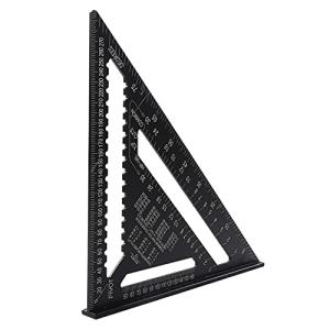 Utoolmart 三角定規 三角形ルーラー 丸鋸定規 1個入り アルミニウム合金 黒 三角定規 12インチ 製図ルーラー 90度 木工三角定規 ケガ