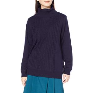 [セシール] プルオーバーセーター 裏カットソー タートルネックセーター ニットプルオーバー あったか裏地付き レディース ネイビー M