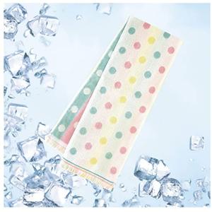 クールタオル 冷却タオル 接触冷感 クールマフラー 冷たいタオル 濡らさなくても冷たい ポップ ドット 水玉 ピンク 16cm×90cm ( 冷感 冷