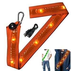 ランニング ライト LED ベルト 反射板 夜間安全 USB充電 充電式 たすき 反射バンド セーフティー用品 発光 蛍光