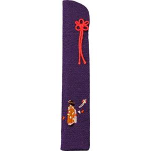 まつみ工芸 扇子入れ 22cm 舞妓刺繍柄 紺