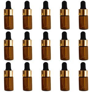 アロマオイル 精油 小分け用 スポイト キャップ 遮光瓶 セット 茶 ガラス アロマ ボトル オイル 用 茶色 アンバー スポイト付き