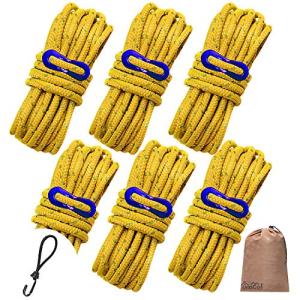 DaLaCa パラコード テントロープ タープロープ ガイロープ 反射材入り 太さ 5mm 長さ 4m 6本 / 8本 / 10本 セット 耐荷重 3