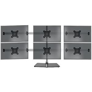 Duronic 六画面用モニターアームスタンド DM756 多画面 自立型PCデスクマウント 黒 高さ調整可 15−24インチモニター VESA75/