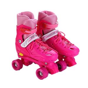YIQI ローラースケート子供用 インラインスケート クワッド ローラーシューズ ジュニア キッズ 初心者向け 男の子 女の子 サイズ調整可能 (ピン