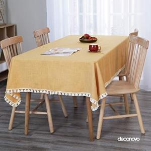 Deconovo テーブルクロス 140x255cm 長方形 撥水 汚れ防止 タッセル付き 耐熱 北欧 厚手 全8色 お手入れ簡単 ダイニングテーブル