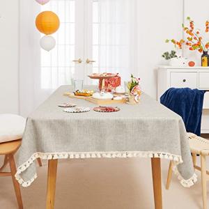 Deconovo テーブルクロス 130x220cm 長方形 撥水 汚れ防止 タッセル付き 耐熱 北欧 厚手 全8色 お手入れ簡単 ダイニングテーブル