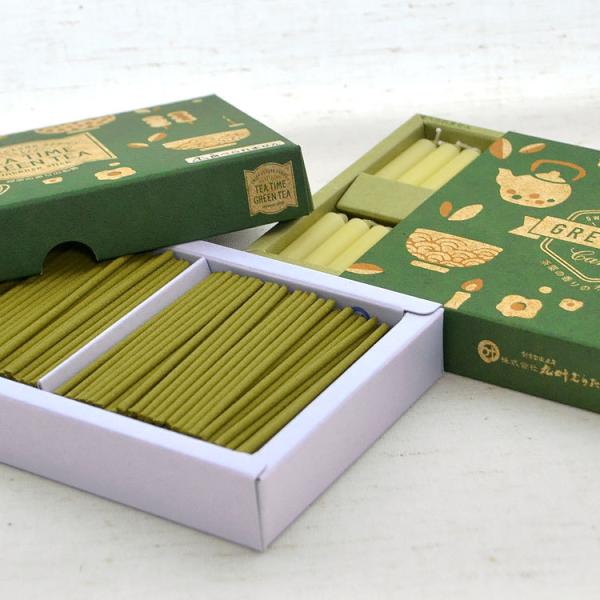 お香とろうそくのギフト TEA TIME GREEN TEA Gift 緑茶の香り SWEET FL...