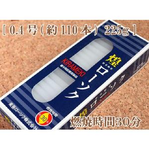 燃焼時間約30分 実用ろうそく 東亜ローソク 煌 きらめき  0.4号 太ダルマ約110本 225g  煌シリーズ 実用ろうそく 仏事 災害 緊急 灯り 5のつく日｜ansindo