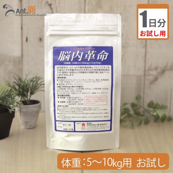 （お試し1日分） 脳内革命 犬用 体重5kg〜10kg用 4カプセル 1日分