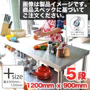 Plus-Size キャスター付ステンレス作業台 五段 1200mm×900mm レンジ台 調理台 ステ｜antdesignstore