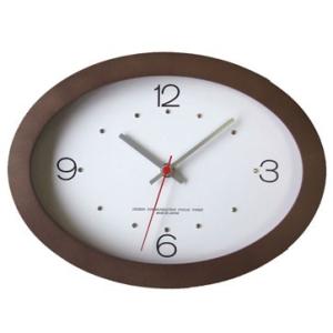 フォーカススリー 掛け時計 オーバルの時計キラ V-0026 電波時計 ブラウン木製 白 電波 おしゃれ｜antdesignstore